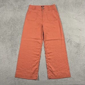 Maeve Pants Womens 27 The Colette Wide Leg Patch Pockets High Rise Cropped Linen